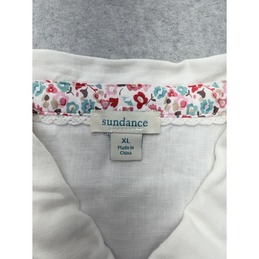 Sundance Willow Linen Sleeveless Top‎ Womens XL White Boho Western Button Front - Picture 2 of 8